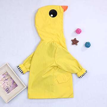YOUNGER TREE Toddler Baby Boy Girl Duck Raincoat Cute Cartoon Hoodie Zipper Coat Outfit (Yellow, 3T)