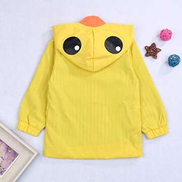 YOUNGER TREE Toddler Baby Boy Girl Duck Raincoat Cute Cartoon Hoodie Zipper Coat Outfit (Yellow, 3T)
