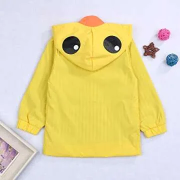 YOUNGER TREE Toddler Baby Boy Girl Duck Raincoat Cute Cartoon Hoodie Zipper Coat Outfit (Yellow, 3T)
