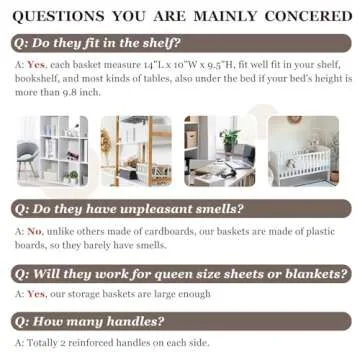 Criusia 4 Pack Large Storage Baskets for Shelves | Fabric Closet Organizers and Storage Bins with Handles Home Organization | Decorative Collapsible Baskets for Organizing Clothes Toy Nursery 14"x10"