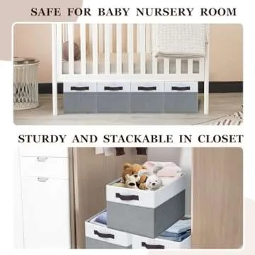 Criusia 4 Pack Large Storage Baskets for Shelves | Fabric Closet Organizers and Storage Bins with Handles Home Organization | Decorative Collapsible Baskets for Organizing Clothes Toy Nursery 14"x10"