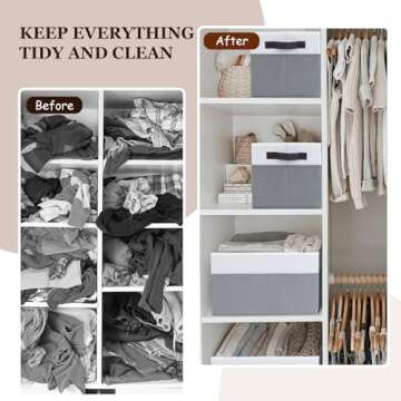 Criusia 4 Pack Large Storage Baskets for Shelves | Fabric Closet Organizers and Storage Bins with Handles Home Organization | Decorative Collapsible Baskets for Organizing Clothes Toy Nursery 14"x10"