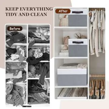 Criusia 4 Pack Large Storage Baskets for Shelves | Fabric Closet Organizers and Storage Bins with Handles Home Organization | Decorative Collapsible Baskets for Organizing Clothes Toy Nursery 14"x10"