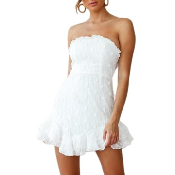 Adoeren Women Y2k Mini Dress Sexy Strapless Tube Bodycon Short Dress Going Out Sleeveless Dresses Pa...