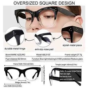 MARE AZZURO Stylish Blue Light Blocking Readers for Women