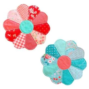 English Paper Piecing Template Set Flower Shape Grandmother's Garden Quilting Kit for Patchwork Beginners on Bags, Blankets, Pillowcases Handmade Trapezoid with Flat Round DIY Sewing (56MM White)