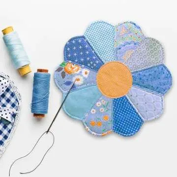 English Paper Piecing Template Set Flower Shape Grandmother's Garden Quilting Kit for Patchwork Beginners on Bags, Blankets, Pillowcases Handmade Trapezoid with Flat Round DIY Sewing (56MM White)