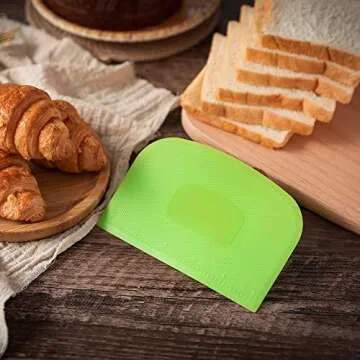 Dough Scraper Bowl Scraper Flexible Unbreakable Plastic Scrape with Scale for Baking Bench Scraper Multipurpose Food Scrapers kitchen tool for Bread Dough Cake Fondant Icing 2 Pcs White Green