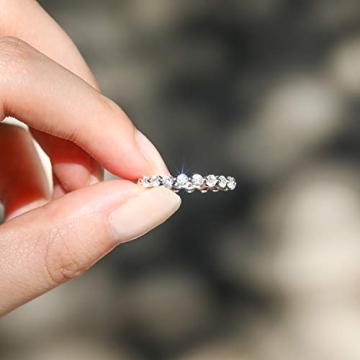 EAMTI 2mm Sterling Silver Cubic Zirconia Wedding Band Ring