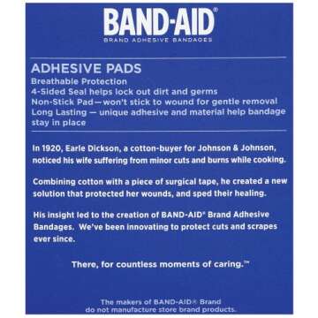 Band-Aid Brand Tru-Stay Adhesive Pads, Large Sterile Bandages for Wound Care, Large Size, 10 ct