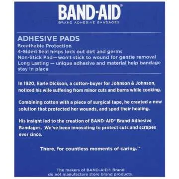 Band-Aid Brand Tru-Stay Adhesive Pads, Large Sterile Bandages for Wound Care, Large Size, 10 ct