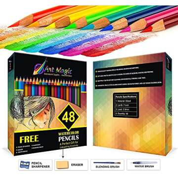 Art Magic Watercolor Pencils - 48 Professional Colored Pencils for Creative Bliss