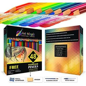 Art Magic Watercolor Pencils - 48 Professional Colored Pencils for Creative Bliss