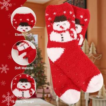 October Elf 6 Pairs Adult Christmas Holiday Socks Warm Winter Cozy Socks (One size, E)