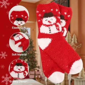 October Elf 6 Pairs Adult Christmas Holiday Socks Warm Winter Cozy Socks (One size, E)