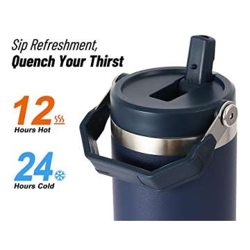 DLOCCOLD 30 oz Insulated Tumbler with Flip Straw