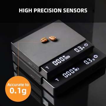 MHW-3BOMEBR Espresso Scale with Auto Timing,Rechargeable Coffee Scale for Coffee Beans Weighting，2kg/0.1g High Precision Barista Digital Scales,Smart Mode,Mute Function,White ES6028W-OS