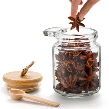 ZENFUN Glass Spice Jars with Bamboo Lid & Spoon Set 12 Pack