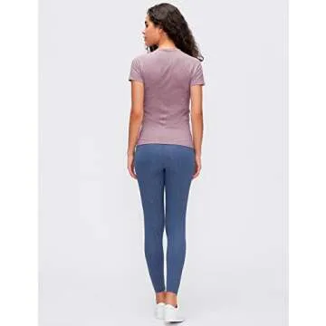 LUYAA Seamless Workout Shirts for Women Short Sleeve Summer Quickly Dry Deep Pink