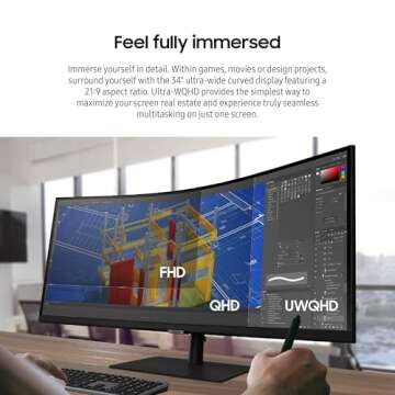 SAMSUNG 34-Inch Ultrawide Curved Monitor with HDR10