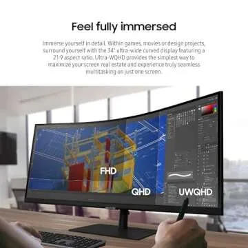 SAMSUNG 34-Inch Ultrawide Curved Monitor with HDR10