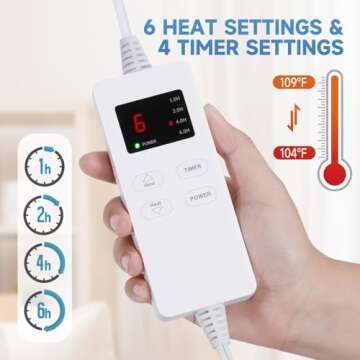 Heating Pad for Back, Heating Pad for Period Cramps with 6 Heat Settings & Timer, Portable Electric Heating Pads for Neck and Shoulders, Christmas Gifts for Women, Men, Blue…