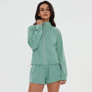 Comfy DEEP SELF Women 2 Piece Outfits - Zip Up Sweatset