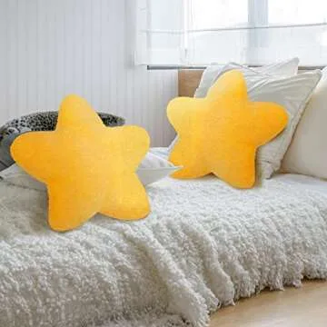 Sumind 2 Pcs 15.7 Inch Star Pillow Plush Star Throw Pillow Cute Pillows Aesthetic 3D Throw Stuffed Cushion Decorative Gift Room Decor for Bedroom Sofa Chair(Yellow)
