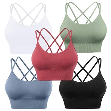 Evercute Cross Back Sport Bras Padded Strappy Criss Cross Cropped Bras for Yoga Workout Fitness Low ...