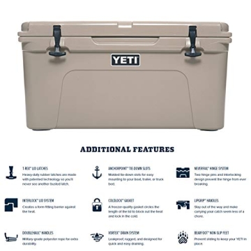 YETI Tundra 65 Cooler, Desert Tan - Lasting Ice Retention and Durability