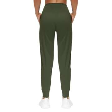 THE GYM PEOPLE Women's Joggers Pants Lightweight Athletic Leggings Tapered Lounge Pants for Workout, Yoga, Running (Medium, Dark Olive)