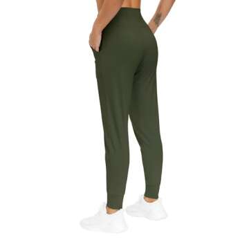 THE GYM PEOPLE Women's Joggers Pants Lightweight Athletic Leggings Tapered Lounge Pants for Workout, Yoga, Running (Medium, Dark Olive)