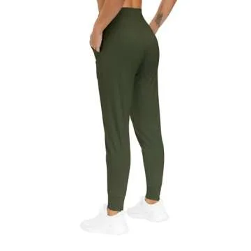 THE GYM PEOPLE Women's Joggers Pants Lightweight Athletic Leggings Tapered Lounge Pants for Workout, Yoga, Running (Medium, Dark Olive)