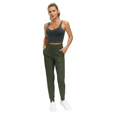 THE GYM PEOPLE Women's Joggers Pants Lightweight Athletic Leggings Tapered Lounge Pants for Workout, Yoga, Running (Medium, Dark Olive)