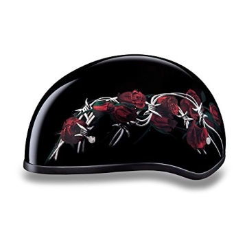 Daytona HELMETS Motorcycle Half Helmet Skull Cap- Barbed Roses Design
