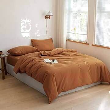 Luxlovery King Pumpkin Color Comforter Set Rust Bedding Comforter Set Burnt Orange Soft Breathable B...