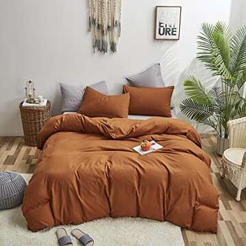 Luxlovery King Pumpkin Color Comforter Set Rust Bedding Comforter Set Burnt Orange Soft Breathable Blanket Quilts Cotton Soft Breathable Terracotta Cinnamon Bedding Comforter Set with 2 Pillowcases