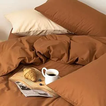 Luxlovery King Pumpkin Color Comforter Set Rust Bedding Comforter Set Burnt Orange Soft Breathable Blanket Quilts Cotton Soft Breathable Terracotta Cinnamon Bedding Comforter Set with 2 Pillowcases