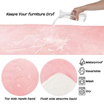 Waterproof Dog Blanket - 50x60-Inch Reversible Sherpa Dog Blanket for Couch, Bed, or Car - Protects from Spills, Stains, or Pet Fur by PETMAKER (Pink)