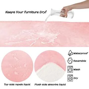 Waterproof Dog Blanket - 50x60-Inch Reversible Sherpa Dog Blanket for Couch, Bed, or Car - Protects from Spills, Stains, or Pet Fur by PETMAKER (Pink)