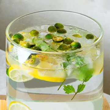 L'ÉPICÉA Drink Dispenser, Glass Drink Dispenser with Stand, Drink Dispenser for Parties, Beverage Dispenser with Stand, 304 Stainless Spigot, Wood Stand 1/2 Gallons Iced or Hot Beverage Dispenser