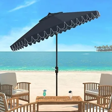 Elegant Navy and White Outdoor Umbrella - Safavieh PAT8006A