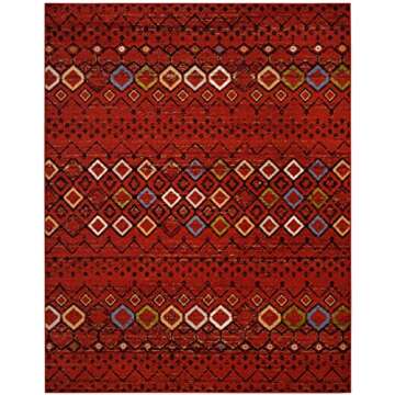 SAFAVIEH Amsterdam Collection Area Rug - 8' x 10', Terracotta & Multi, Moroccan Boho Design, Non-Shedding & Easy Care, Ideal for High Traffic Areas in Living Room, Bedroom (AMS108D)