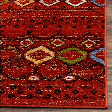 SAFAVIEH Amsterdam Collection Area Rug - 8' x 10', Terracotta & Multi, Moroccan Boho Design, Non-Shedding & Easy Care, Ideal for High Traffic Areas in Living Room, Bedroom (AMS108D)