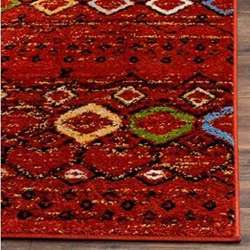 SAFAVIEH Amsterdam Collection Area Rug - 8' x 10', Terracotta & Multi, Moroccan Boho Design, Non-Shedding & Easy Care, Ideal for High Traffic Areas in Living Room, Bedroom (AMS108D)