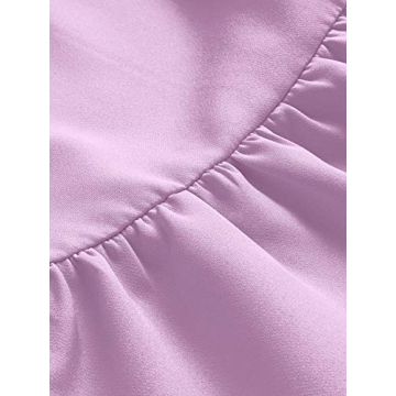 Verdusa Women's Round Neck Petal Short Sleeve Ruffle Hem Tunic Dress