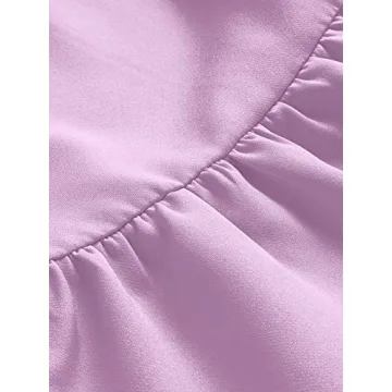 Verdusa Women's Round Neck Petal Short Sleeve Ruffle Hem Tunic Dress