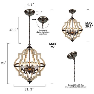 Stunning Rustic Derksic Orb 6-Light Chandelier
