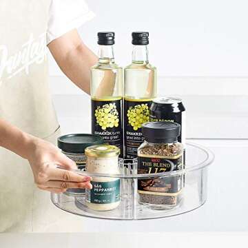 SANNO Round Lazy Susan RotatingTurntable Storage Container for Kitchen Cabinet, Pantry, Refrigerator...