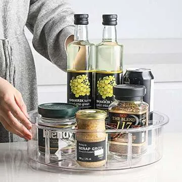 SANNO Round Lazy Susan RotatingTurntable Storage Container for Kitchen Cabinet, Pantry, Refrigerator, Countertop Food Safe Turntable Spice Rack for Cupboard,Spinning Organizes 2